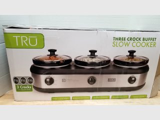 New Tru Three Crock Buffet Slow Cooker
