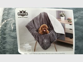 New Petmaker Sherpa Fleece Blanket Gray