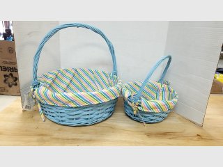 Blue Wicker Easter Baskets Set, 9 and 14 inch