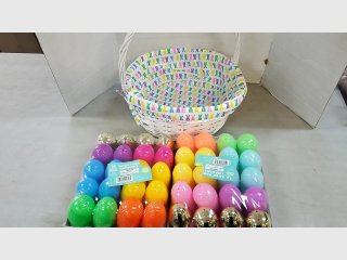 Colorful 12 inch Easter Basket with Plastic Egg Containers