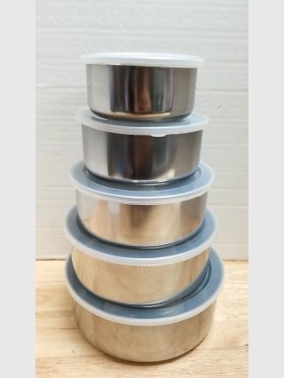New Set of 5 Stainless Steel Bowls with Lids