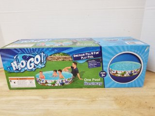New dinosaur play pool 6ft by 6ft by 15 inch filled 