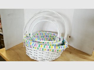 Set of Easter Bunny Wicker Baskets, 9,12,14 inch