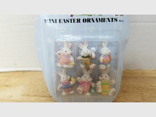 New Mini Easter Bunny Ornaments 6pc