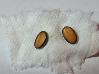 Pair of sterling silver bone insert earrings, 5cm