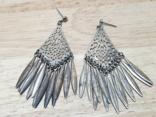 Vintage Metal Dangle Earrings, 2 in