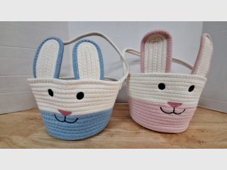 Blue & Pink Bunny Baskets Set, 6 x 9 inch without basket