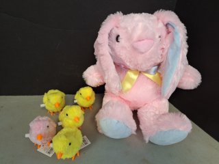 14 inch scented plush Easter bunny and wind up chicks