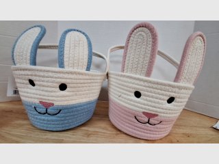 Bunny Easter Baskets Set Blue & Pink, 6 x 9 without handle