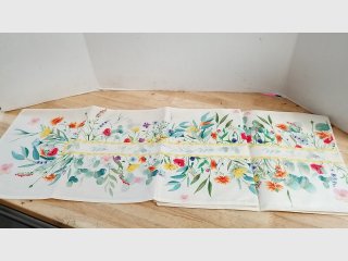 Floral Fabric Table Runner, 13 x 108 inch, new