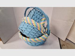 Blue Wicker Easter Baskets Set