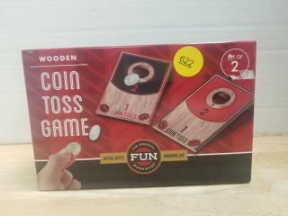 New 2 pack wooden coin toss game