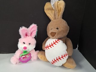 Two new plush rabbits, 8 and 17 inch 