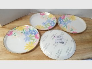 Floral Scalloped Paper Plates Sets, 10 inch