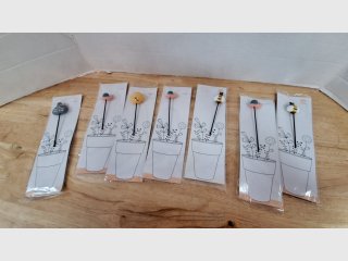 Bee & Flower Plant Picks Set of 7, eight inch