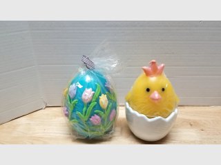 Easter Egg and Chick candles, 7 inch, still sealed