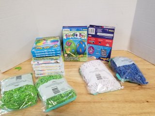 New egg Decorating kits and easter grass
