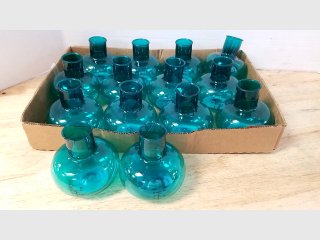 Lot of Turquoise Plastic Liter Bottles, 4 inch