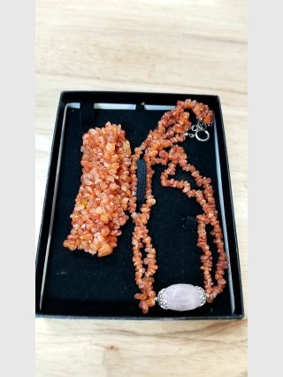 Carnelian Beaded Necklace & Bracelet Set