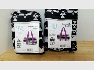 Time & Tru Packable Duffle Bags Black/White