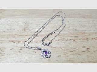 Amethyst Flower Silver Necklace
