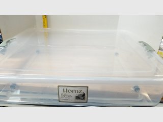 Homz 28 Qt Clear Storage Tote, damage on one corner