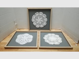 Framed Crochet Doilies Set