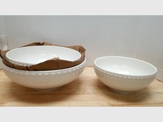 White Ceramic Mixing Bowls Set, 8, 9, 10 inch