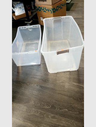 Plastic Storage Bins, largest 40 by 20 by 18 inch 
