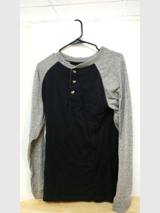 Black/Gray Long Sleeve Henley Shirt Large 