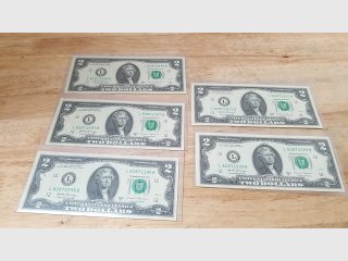 5 - Consecutive Serial numbers,  $2 bills