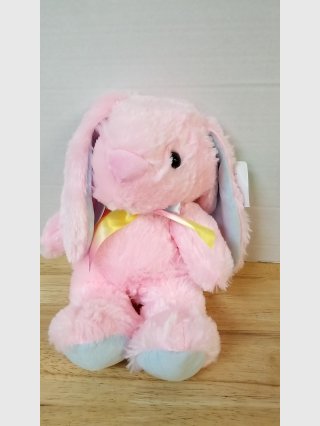 Pink Plush Bunny with Yellow Bow 14 inch 