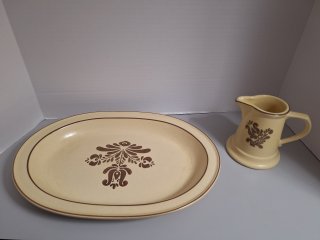 Pfaltzgraff platter 14 inch and 5 inch pitcher 