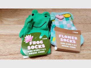 New Kids Frog & Flower Socks Pair Sizes 7-5