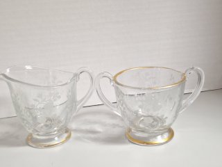 Vintage Fostoria Rambler Paytern Sugar and Creamer, 4 inch 