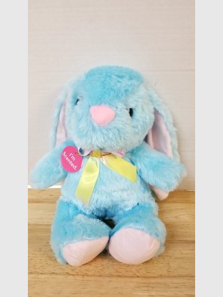 Blue Plush Bunny with Pink Bow 14 inch 