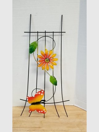 Metal Flower Butterfly Trellis 20 inch