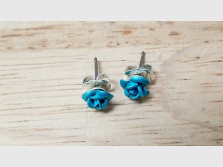 Blue Rose Stud Earrings