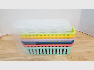 Storage Baskets/lids, each 10 by 3 by 2 inch