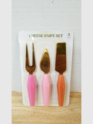 Cheese Knife Set 3pc Gold Handles