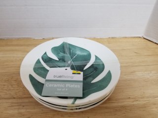 4 pack ceramic plates, each 6.5 inch