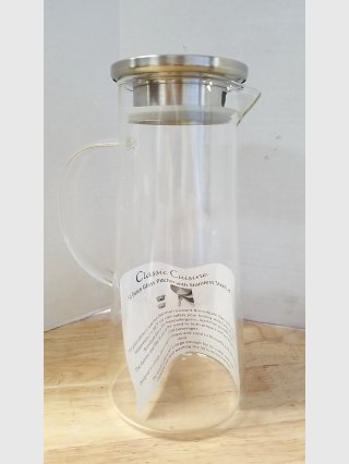 Classic Glass Pitcher w/ Stainless Steel Lid, new