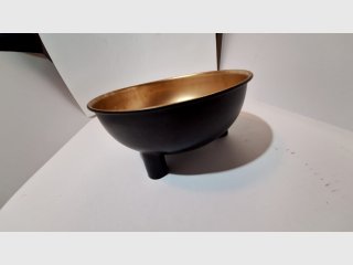 Black & Gold Footed Metal Bowl, 10 inch across