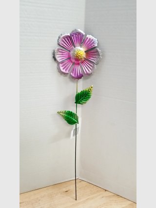 Pink Metallic Flower Garden Stake 20 inch