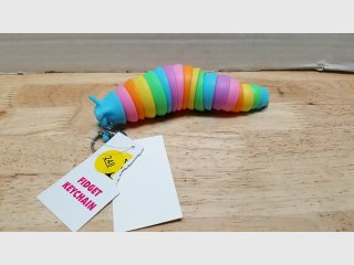 Rainbow Caterpillar Fidget Keychain approx 5 inch
