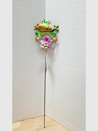 Frog Garden Stake with Flower