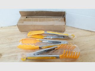 Yellow Plastic Tongs Set in Box