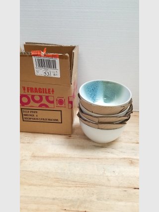 Set of 4 Glazed Ceramic Bowls, 25 oz
