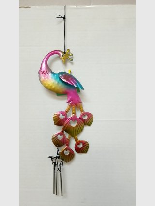 Colorful Peacock Metal Wind Chime, 18 inch