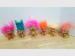 Lot of 6 Troll Dolls, tallest approx 6 inch